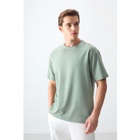 Air Jones 88377 Açık Yeşil Pamuklu Kalın Yumuşak Dokulu Oversize Fit Basic Erkek T-Shirt