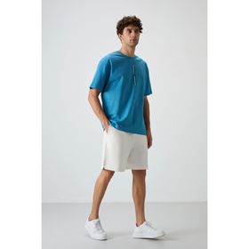 AIR JONES Ekru Pamuklu Kalın Yumuşak Dokulu Comfort Fit Basic Erkek Şort