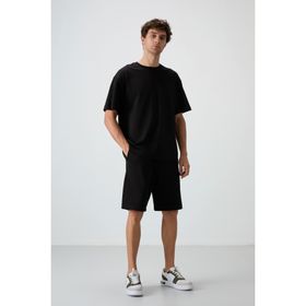 AIR JONES Fiesta Lacivert Pamuklu Kalın Yumuşak Dokulu Oversize Fit Basic Erkek Şort Takım
