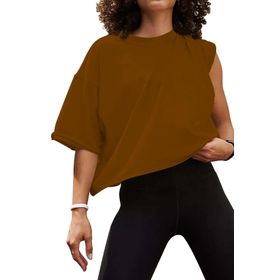 AirMood Workout Loose Fitted Tees Kahverengi Kadın Crop T-shirt