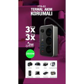 Airstorr 2 m 3'lü USB Termal Akım Korumalı Priz
