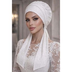 Aişe Tesettür Beyaz Dantel Atkılı Bone