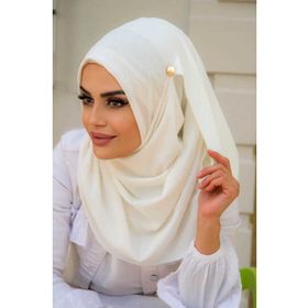 Aişe Tesettür Beyaz Düğmeli Double Şal