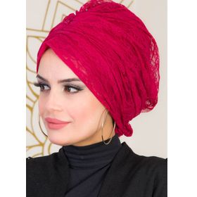 Aişe Tesettür Bordo Dantel Tokalı Bone