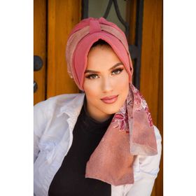 Aişe Tesettür Gülkurusu Çiçek Desenli Şapka Bone