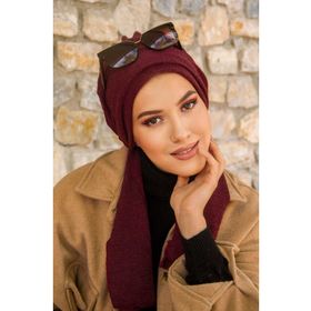 Aişe Tesettür Koyu Bordo Krınkıl Atkılı Bone