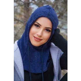 Aişe Tesettür Lacivert Kar Yağdı Bağcıklı Kapüşon Bone