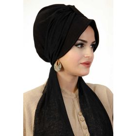 Aişe Tesettür Siyah Fularlı Şapka Bone