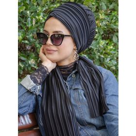 Aişe Tesettür Siyah Piliseli Atkılı Bone