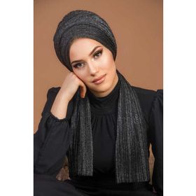 Aişe Tesettür Siyah Piliseli Atkılı Bone