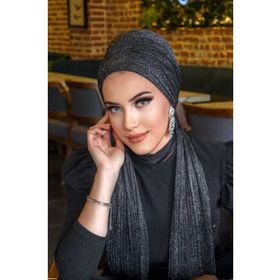 Aişe Tesettür Siyah Piliseli Atkılı Bone