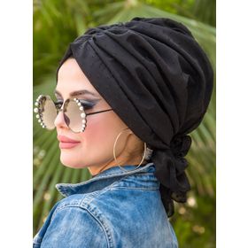 Aişe Tesettür Siyah Ponpon Tokalı Bone