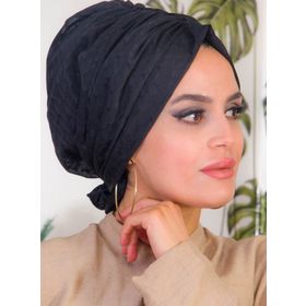 Aişe Tesettür Siyah Ponpon Tokalı Bone