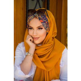 Aişe Tesettür Taba Lacivert Etnik Desen Büzgülü Hazır Şal