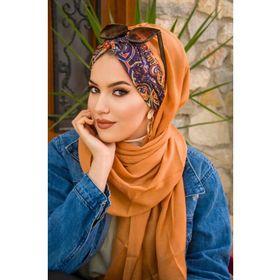 Aişe Tesettür Taba Lacivert Etnik Desen Büzgülü Hazır Şal