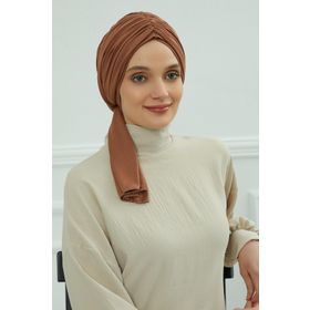 Aisha's Design B-1 Koyu Kahverengi Büzgüllü Penye Bone
