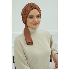 Aisha's Design B-1 Koyu Kahverengi Büzgüllü Penye Bone