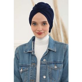 Aisha's Design B-1 Lacivert Büzgülü Penye Bone