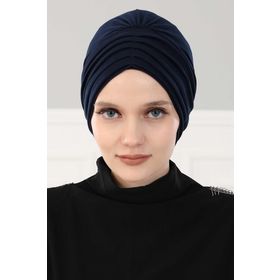 Aisha's Design B-13 Lacivert Pileli Penye Bone