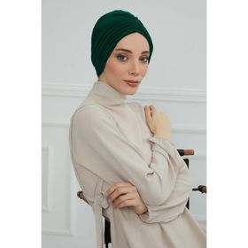 Aisha's Design B-13 Yeşil Pileli Penye Bone