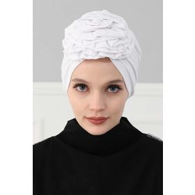 Aisha's Design B-21 Beyaz Güllü Penye Bone