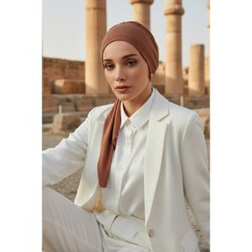 Aisha's Design B-49 Koyu Kahverengi Kuşaklı Penye Bone