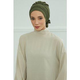 Aisha's Design HT-31 Haki Yeşili Aerobin Kumaş Hazır Türban