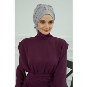 Aisha's Design HT-90 Gri Aerobin Kumaş Hazır Türban