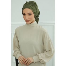 Aisha's Design HT-90 Haki Yeşili Aerobin Kumaş Hazır Türban