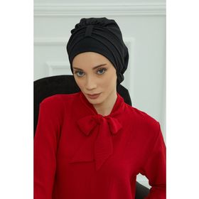 Aisha's Design HT-90 Siyah Aerobin Kumaş Hazır Türban