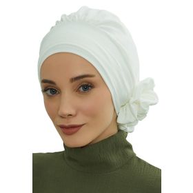 Aisha's Design HT-92 Beyaz Aerobin Kumaş Hazır Türban