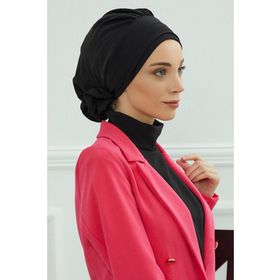 Aisha's Design HT-92 Siyah Aerobin Kumaş Hazır Türban