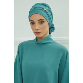 Aisha's Design HT-95 Mint Yeşili Aerobin Aksesuarlı Kumaş Hazır Türban