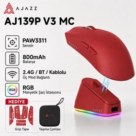 AJ139P V3 Mc Kırmızı Kablosuz Oyuncu Mouse