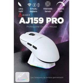 Ajazz AJ159 Pro Beyaz Şarjlı Optik Kablolu/Kablosuz Oyuncu Mouse