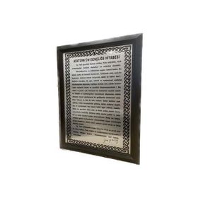 Aka 35x50 cm Gençliğe Hitabe Gümüş Metal Üzerine Baskı 35 mm Ahşap Çerçeve