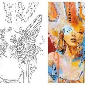 Aka Sanat MDR5070004 50x70 cm Kelebek Çizilmiş Tuval