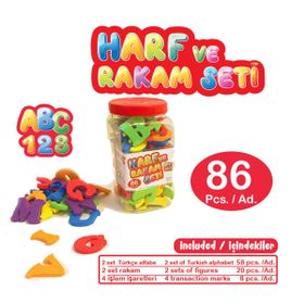 Akallı 05-459 2 Set Harf Ve Rakamlar Seti 86 Parça Oyuncak