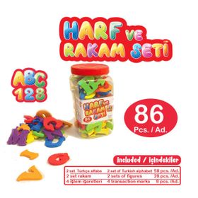 Akallı 05-459 2 Set Harf Ve Rakamlar Seti 86 Parça Oyuncak