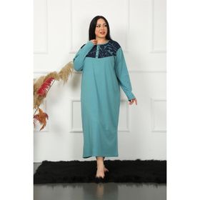 Akbeniz 1355 Big Uzun Kol Dantelli Petrol Anne Gecelik