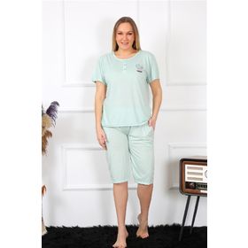 Akbeniz 202193 Büyük Beden Viscon Su Yeşili Kadın Pijama Takımı