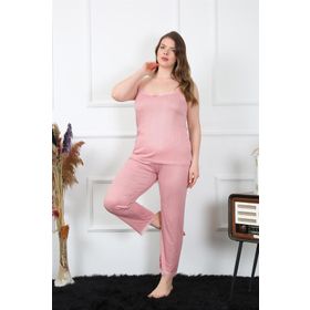 Akbeniz 202195 Pudra Büyük Beden İp Askılı Kadın Pijama Takım
