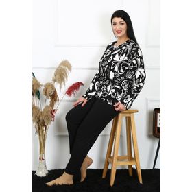 Akbeniz 202217 Uzun Kollu Büyük Beden Penye Kadın Pijama Takımı
