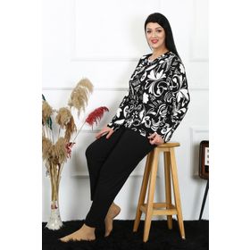 Akbeniz 202217 Uzun Kollu Büyük Beden Penye Kadın Pijama Takımı