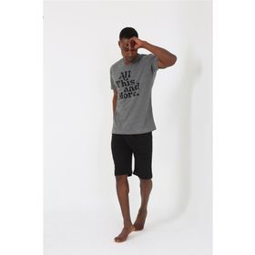 Akbeniz 20372 Kısa Kol Antrasit Penye Erkek Pijama Takımı