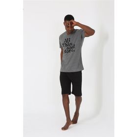 Akbeniz 20372 Kısa Kol Antrasit Penye Erkek Pijama Takımı