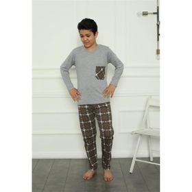 Akbeniz 20387 Gri Erkek Çocuk Penye Pijama Takım