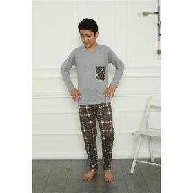 Akbeniz 20387 Gri Erkek Çocuk Penye Pijama Takım