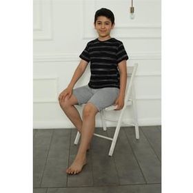 Akbeniz 20392 Siyah Erkek Çocuk Penye Şortlu Pijama Takım