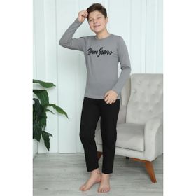Akbeniz 20416 Gri Erkek Çocuk Penye Pijama Takım